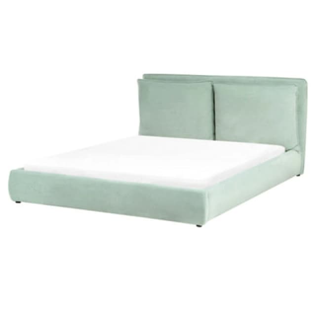 Beliani Bed Velvet Bajonna 160 X 200 Cm (Eu King Size) Mint Green