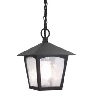 York 1 Light Outdoor Ceiling Chain Lantern Black IP43, E27