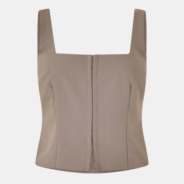 Jack Wills Womens Pinstripe Corset Top Taupe female 8 (XS)