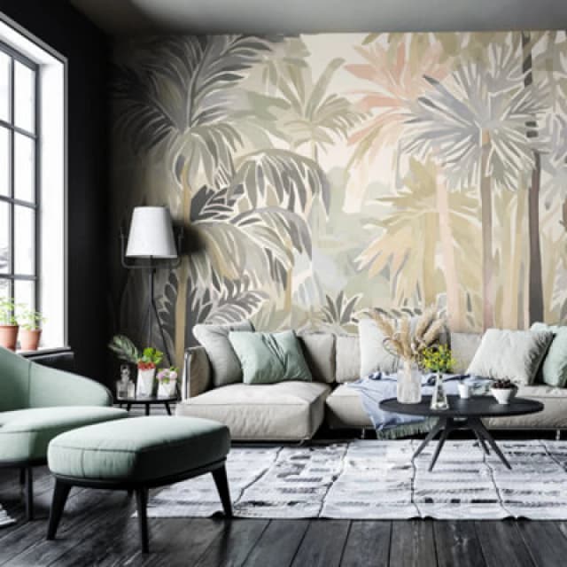 Origin Murals Pretty Palms - Natural Stone Matt Smooth Paste The Wall Mural 350Cm Wide X 280Cm High