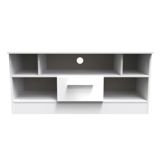 Trent 1 Drawer TV & Media Unit In White Gloss & Bardolino Oak (Ready Assembled)