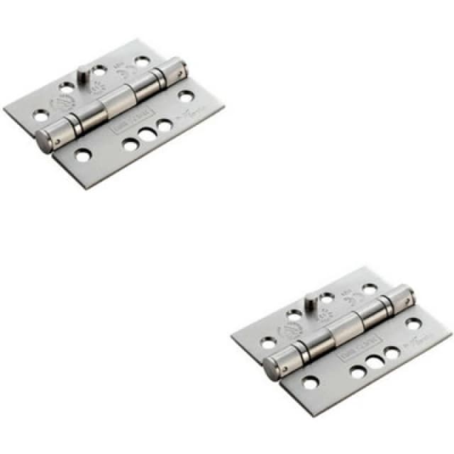 Loops 2x PAIR 102 x 76 x 3mm 13 Ball Bearing SECURITY Hinge Satin Stainless Steel Metallics