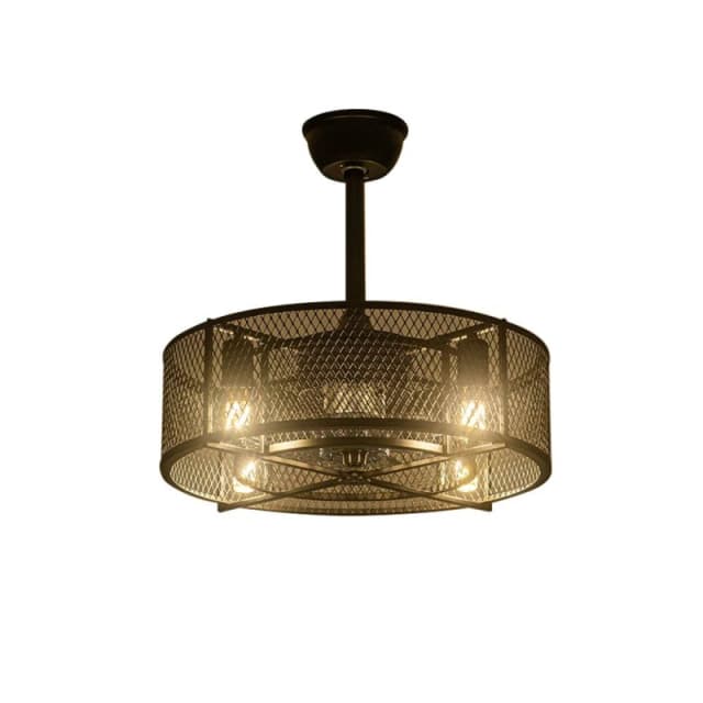 Kabinet UK Black Metal Industrial Ceiling Fan with Lights Black unisex One size