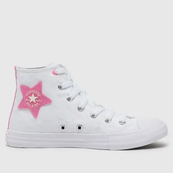 Converse white & pink all star hi Girls Junior trainers White & Pink UK 11 (EU 28½)