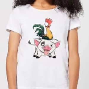 Moana Hei Hei and Pua Womens T-Shirt - White - 3XL