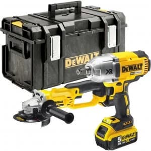 DEWALT DCK269P2 18v XR Cordless Brushless Impact Wrench and Angle Grinder Kit 2 x 5ah Li-ion Charger Case