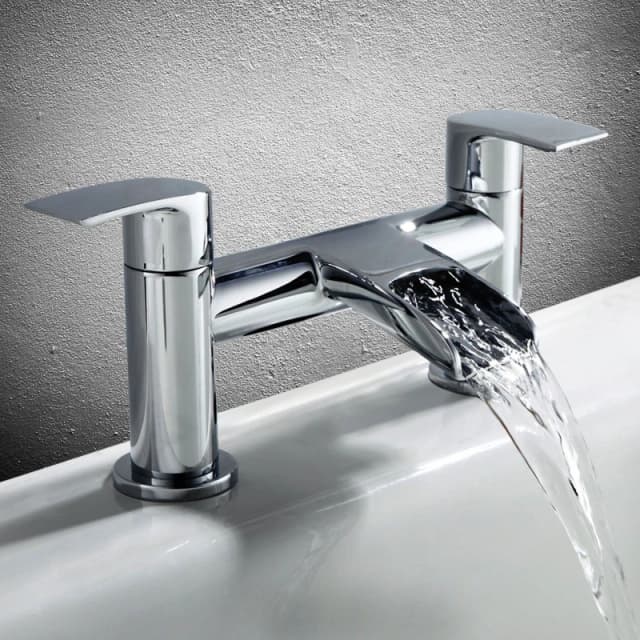 Nes Home Chrome Modern Virgo Waterfall Bathroom Tap Bath Filler Solid Brass in Silver Silver Unisex