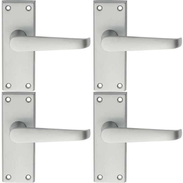 Loops 4x PAIR Straight Handle on Short Latch Backplate 118 x 42mm Satin Chrome Multi