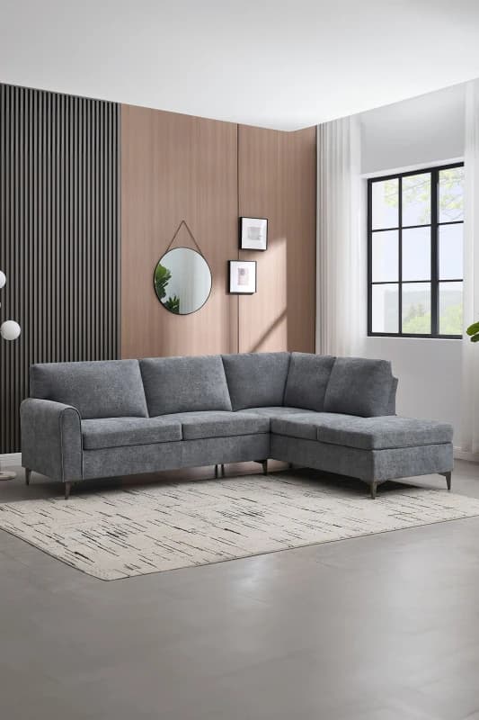 More4Homes Roma 4 Seater Fabric Corner Sofa Charcoal
