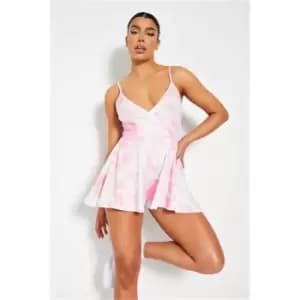 I Saw It First Pink Tie Dye Strappy Wrap Playsuit - Pink