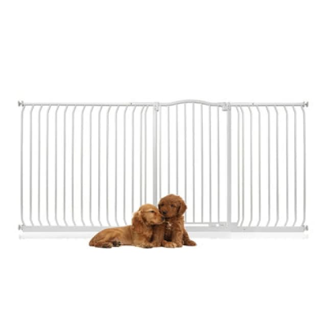 Bettacare Extra Tall Curved Top Dog Gate, 216Cm - 225Cm, Matt White, Extra Tall 100Cm In Height, Pressure Fit Pet Gate