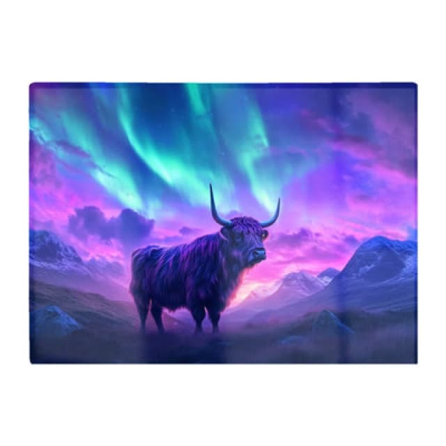 Warren Reed Designer Northern Lights With A Highland Scene Chopping Board