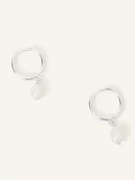 Accessorize St Silver Plated Pearl Hoops, White, Women