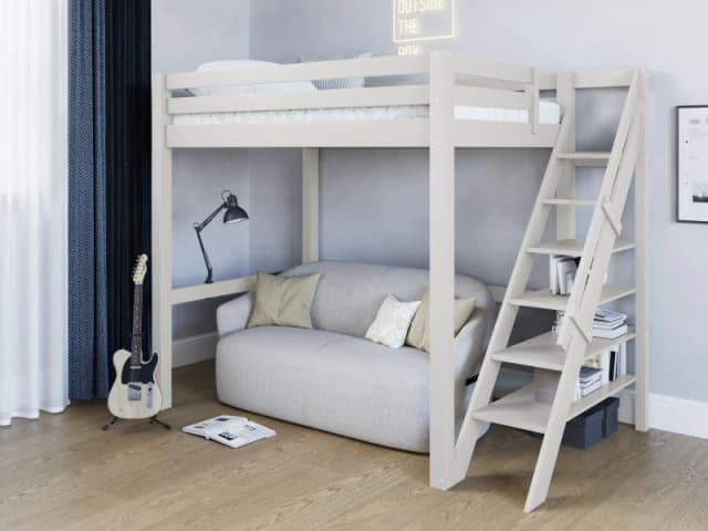 Noomi Studio Loft Bed Double High Sleeper in White Size: EU Double White Unisex EU Double