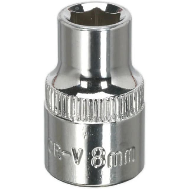 Loops 8mm Forged Steel Drive Socket - 3/8" Square Drive - Polished Chrome Vanadium Metallics