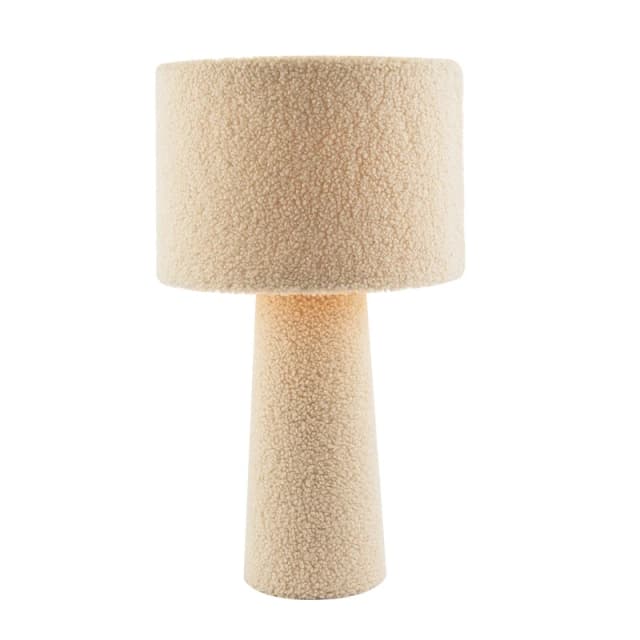 Happy Homewares Designer Table Lamp with Cream Wool Base & Shade with Inner Lining Cream Unisex