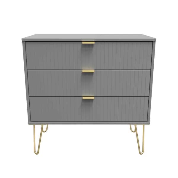 Welcome Furniture Ready Assembled Linear 3 Drawer Chest In Dusk Grey