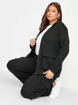Yours Yours Multipocket Zip Through Hoodie, Black, Size 30-32, Women