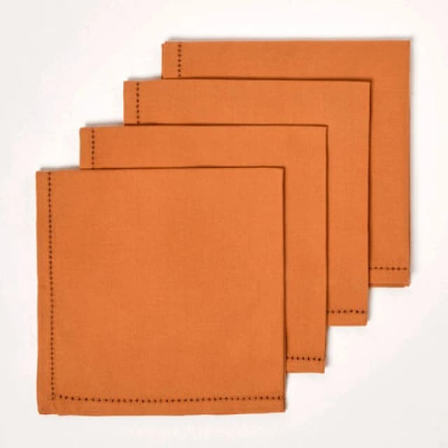 Homescapes Cotton Fabric 4 Napkins Set Burnt Orange