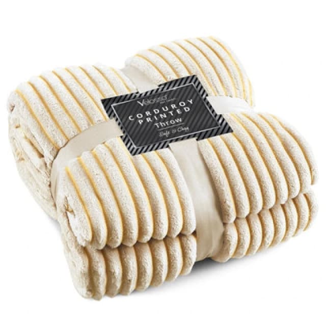 Velosso Supersnug Cloud Soft Throw Blanket - Thermal Soft, Ribbed Design For Sofa, Bed, Lounge - Weave Blanket, Size 127Cm X 152Cm - Ochre