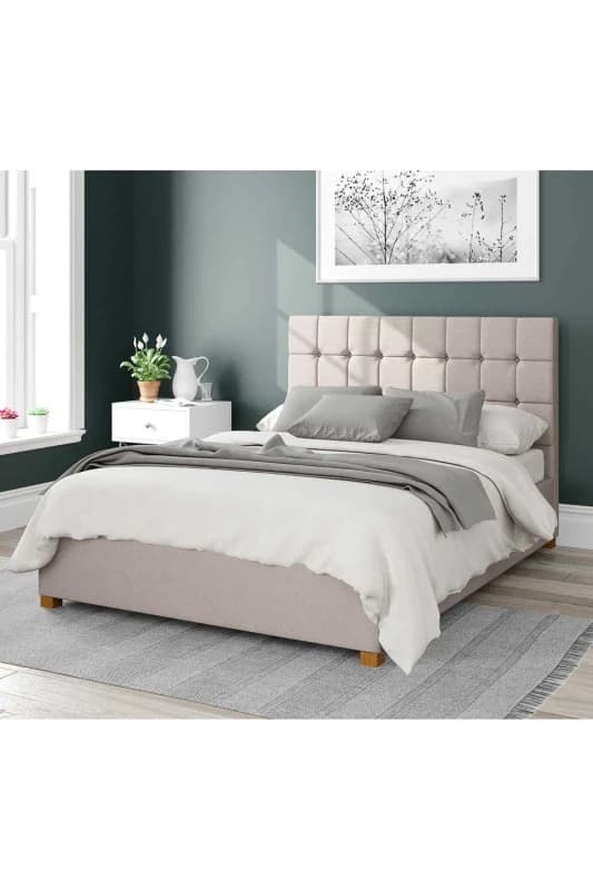 Aspire Aspire Sinatra Upholstered Ottoman Storage Bed, Eire Linen Fabric in Off White Size: Single Off White Single Unisex 5057632165398