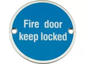 Eclipse 34487 SSS 75mm Fire Door Keep Locked Symbol Satin Stainless Steel