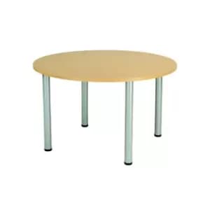 Jemini Circular Meeting Table 1200x1200x730mm Nova Oak/Silver KF816585