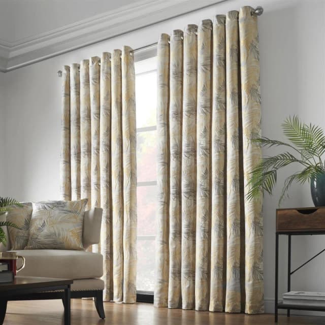 Alan Symonds Fiji Lined Ring Top Curtains Ochre unisex 117x183cm