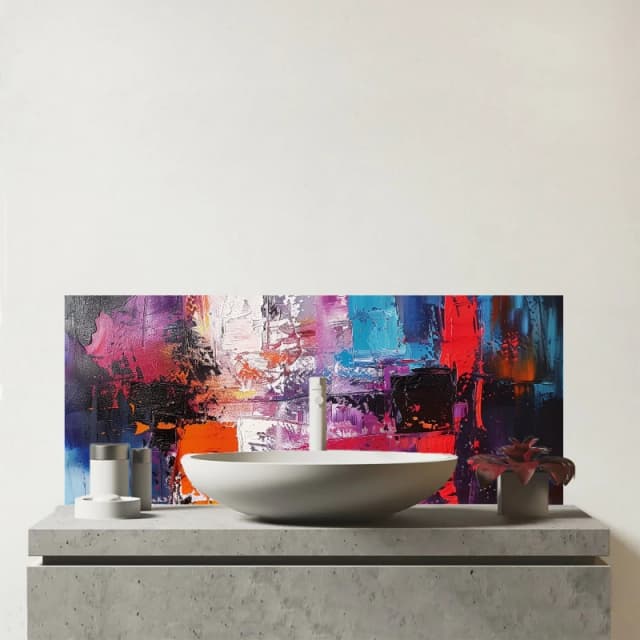 Warren Reed - Designer Vibrant Metropolis: A Palette Of Emotions Glass Bathroom Splashback Multicolor Unisex