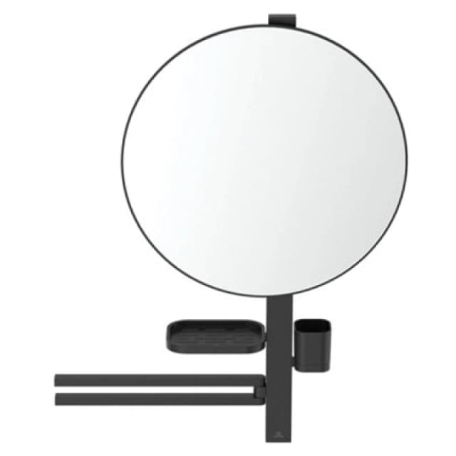 Ideal Standard Alu+ Matt Silk Black Round Wall-Mounted Bathroom Mirror (H)81.7Cm (W)64Cm