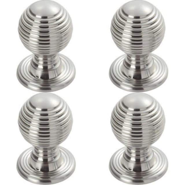 Loops 4x Textured Reeded Ball Cupboard Door Knob 23mm Dia Polished Chrome Handle Multi unisex
