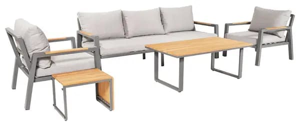 Pacific Pacific Stockholm 5 Seater Aluminium Garden Sofa Set - Grey