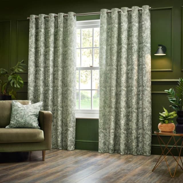 Bengal Eyelet Curtains Sage, Sage / 117 x 183cm