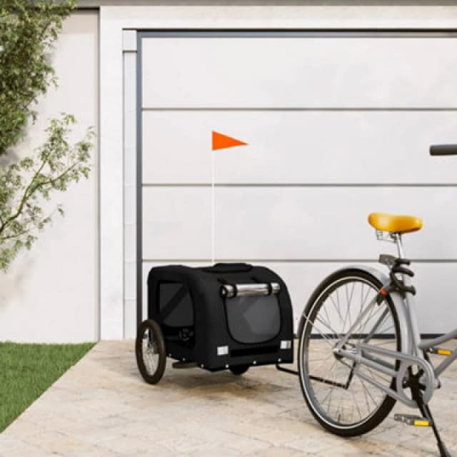 VIDAXL Pet Bike Trailer Black Oxford Fabric and Iron vidaXL 93884