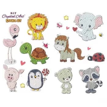 Crystal Art Sticker Set Animal Antics 21cm x 27cm