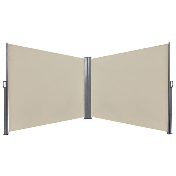 Outsunny Retractable Double Side Awning Screen Fence Privacy, 6x1.8m Beige