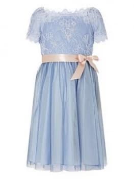 Monsoon Girls Lace Off The Shoulder Dress - Blue