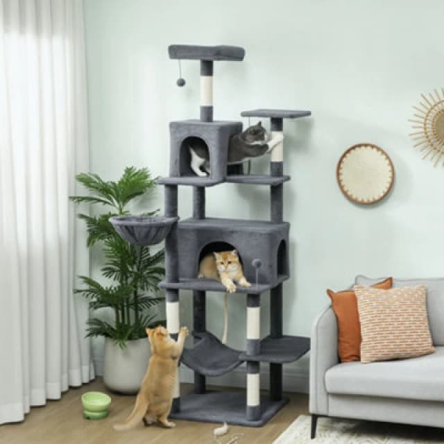 PawHut PawHut Cat Tree, 202cm Cat Tower with 2 Condos, 2 Hammocks, 2 Perches 5063603386280