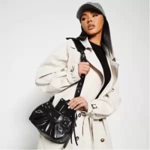 I Saw It First Studded Faux Leather Cross Body Bag - Black