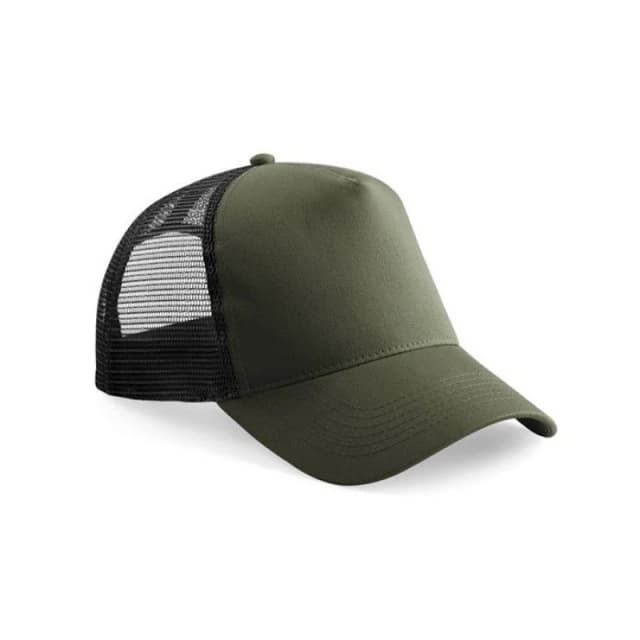 Beechfield Contrast Panel Trucker Cap in Dark Olive Dark Olive Unisex One Size