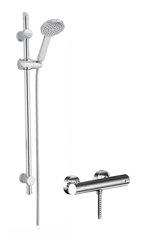 Balterley Thermostatic Bar Valve Water Saving Slide Rail Kit Shower Chrome Silver