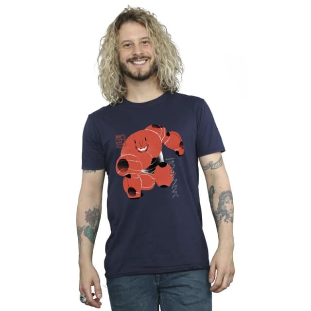 Disney Men Big Hero 6 Baymax Suite Pose T-Shirt in Navy Size: Small Navy S Male 5059934873841