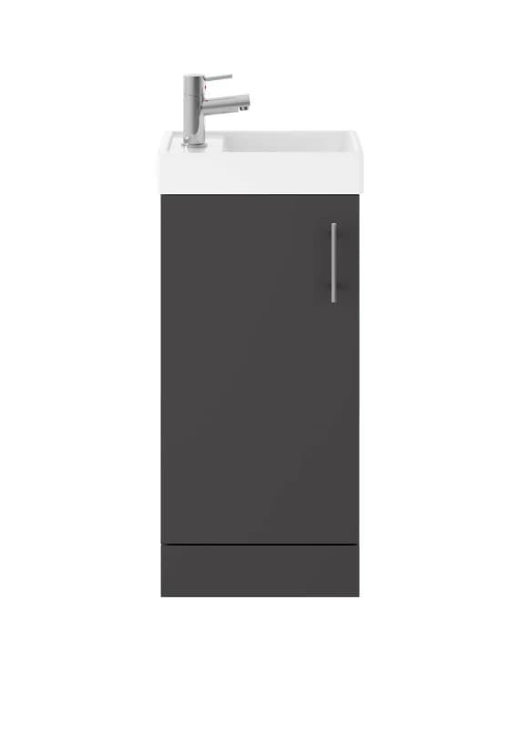 Balterley Floor Standing 1 Door Vanity Unit with Basin Gloss Grey 400mm Grey