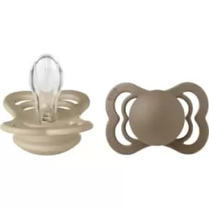 BIBS Supreme Silicone Size 1: 0+ months dummy Vanilla / Dark Oak 2 pc