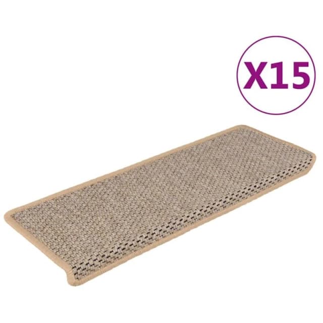 VIDAXL Stair Mats Self-adhesive Sisal-Look 15 pcs 65x21x4cm Light Beige Vidaxl 8720286329863