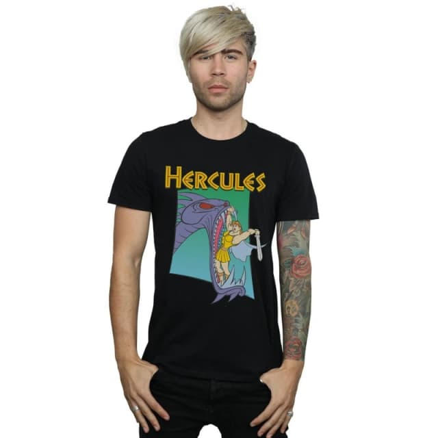 Disney Men Hercules Hydra Fight T-Shirt in Black Size: Small Black S Male 5059276960049