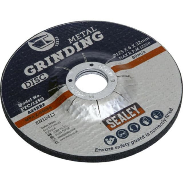 Loops Aluminium Oxide DPC Metal Grinding Disc - 125 x 6mm - 22mm Bore Depressed Centre Multi