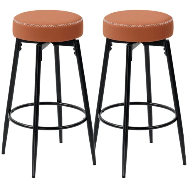 HOMCOM HOMCOM PU Leather Barstools Set of 2, 360 Degree Swivel Bar Stools for Kitchen Counter in Grey Grey One Size Unisex 5063603802469