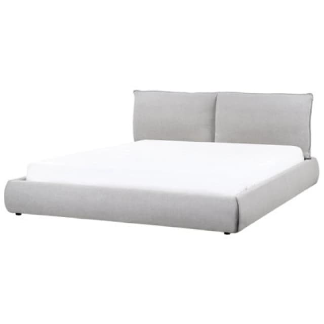 Beliani Bed Fabric Vinay 180 X 200 Cm (Eu Super King) Light Grey
