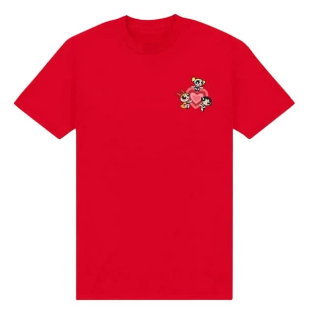 Powerpuff Girls Mens Chest T-Shirt in Red Size: Small Red Male S